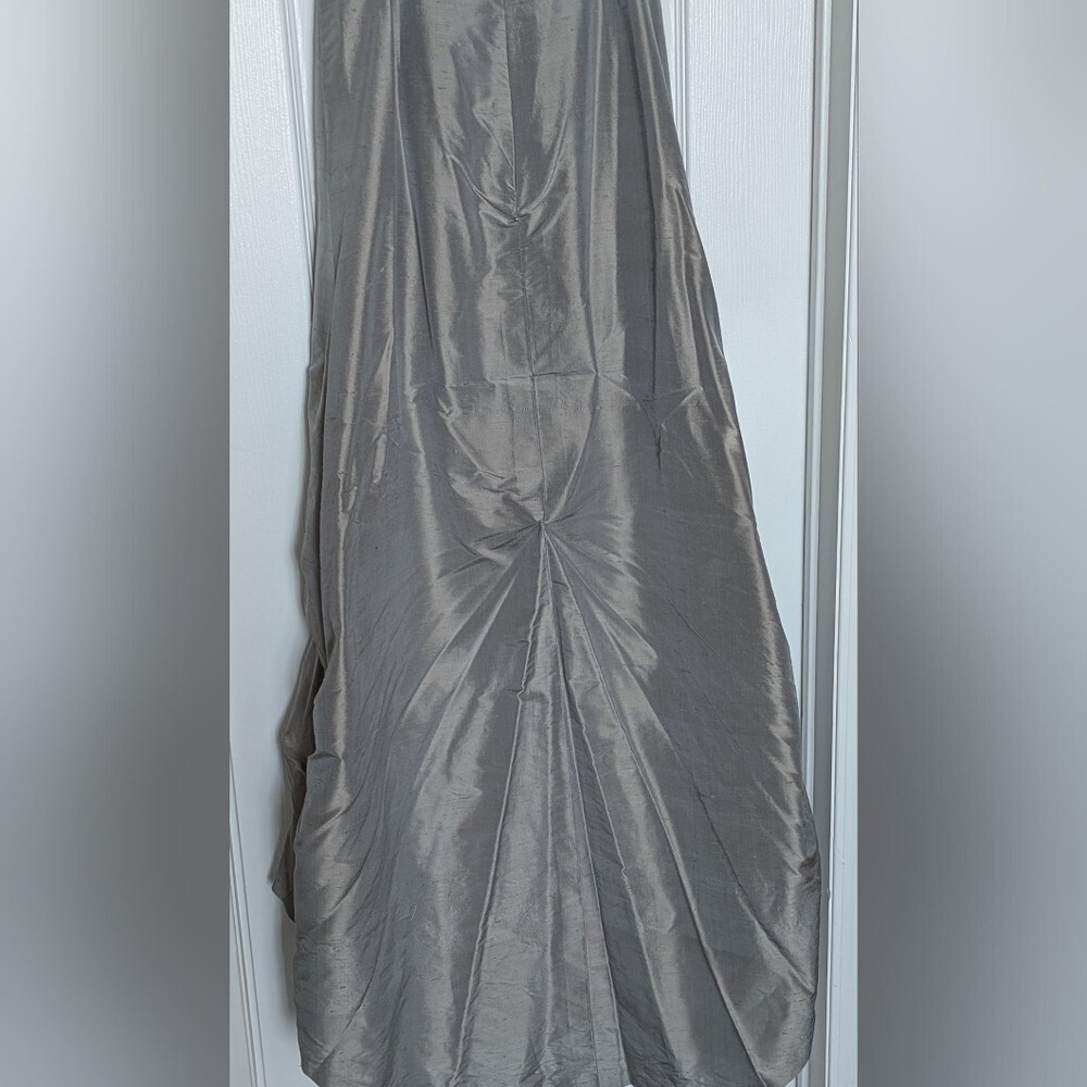 Women's 100% Silk Formal Custom-Made Maxi Dress/Gown w/Ruching, Bustle & Train - Picture 9 of 14